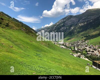 Alpenpanorama in Vals in der Schweiz Stockfoto