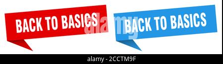 Zurück zu den Grundlagen Bannerzeichen. Zurück zu den Grundlagen Sprechblasenetikett Stock Vektor