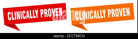 Klinisch erprobtes Banner-Zeichen. Klinisch erprobtes Sprechblasenetikett Stock Vektor
