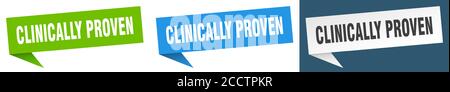 Klinisch erprobtes Banner-Zeichen. Klinisch erprobtes Sprechblasenetikett Stock Vektor
