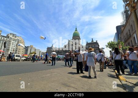 Arbeiter protestieren im argentinischen Kongress Stockfoto