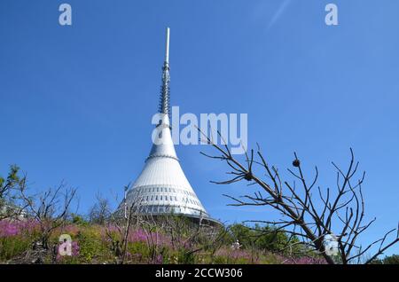 Turm am Berg Jested, Liberec, Tschechische Republik Stockfoto