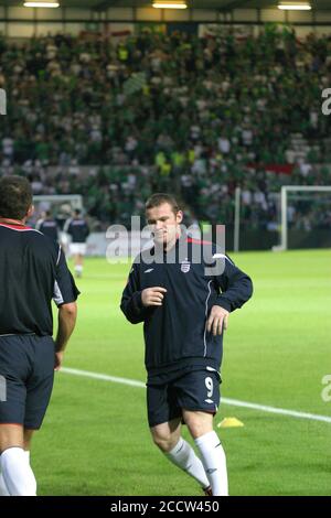 07. September 2005. Windsor Park, Belfast, Nordirland. Internationaler Fußball – 2006 FIFA Fußball-Weltmeisterschaft Gruppe 6 Qualifier, Nordirland 1 England 0. Wayne Rooney Ausbildung für England in Belfast 2005. Stockfoto