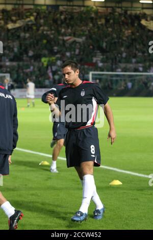 07. September 2005. Windsor Park, Belfast, Nordirland. Internationaler Fußball – 2006 FIFA Fußball-Weltmeisterschaft Gruppe 6 Qualifier, Nordirland 1 England 0. Frank Lampard beim Training eines Windsor Parks. Stockfoto