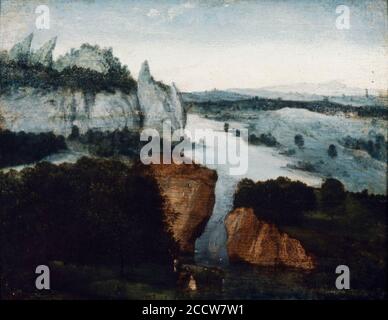 Joachim Patinir - Flusslandschaft mit der Taufe Christi Stockfoto