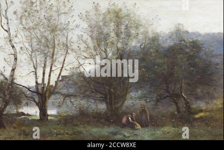 Jean-Baptiste Camille Corot - Les étangens de ville d'avray. Stockfoto