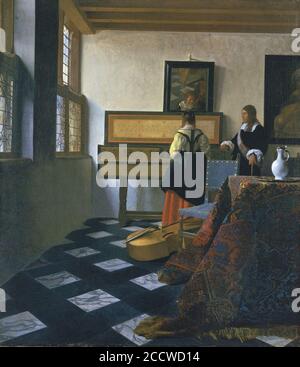 Johannes Vermeer (Delft 1632-Delft 1675) - Dame bei den Jungfrauen mit einem Gentleman Stockfoto