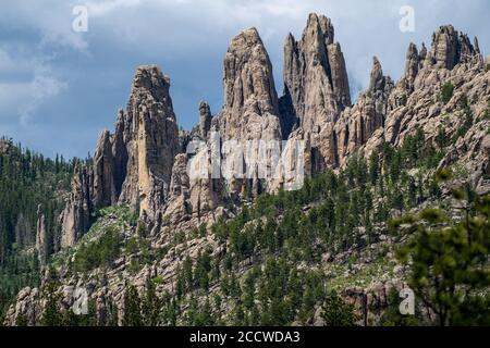 Wunderschöne Felsformationen von Turmspitzen im Custer State Park entlang der Needles Highway South Dakota Stockfoto