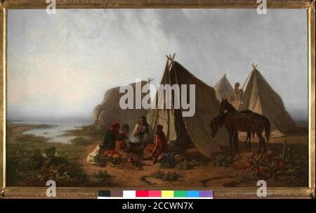 Jaroslav Vesin 1859-1915 - Cikansky tabor. Stockfoto