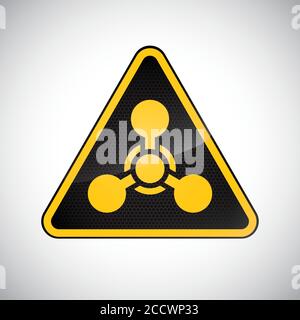 Warnschild für chemische Waffen. Schwarz-gelber Kohlenstoff Warnung chemische Waffe Gefahrenschild auf weißem Hintergrund. Informationsvektorsymbol. Schutzauslegung Stock Vektor