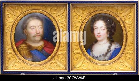 Jean Petitot - Jan III Sobieski i Maria Kazimiera. Stockfoto