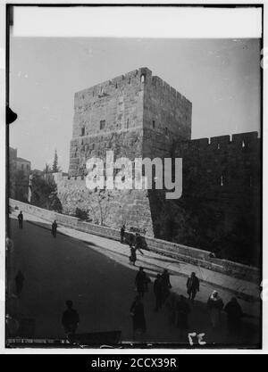 Jerusalem (El-Kouds), Vorgehensweise bei der Stadt. Turm Davids Stockfoto