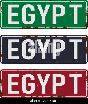 Ägypten Straßenschild Platte auf weißem Hintergrund. Land Nummernschild Serie. Stock Vektor