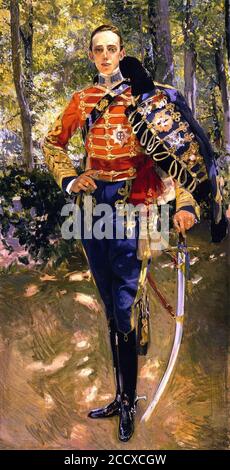 Joaquin Sorolla Retrato Del Rey Don Alfonso XIII con el Uniforme De Husares. Stockfoto