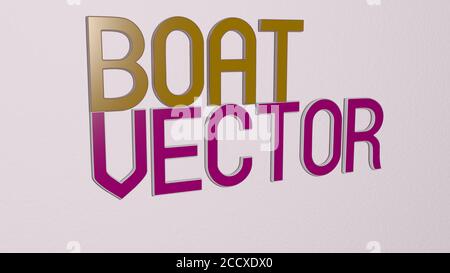 Boot Vektortext an der Wand, 3D-Illustration Stockfoto