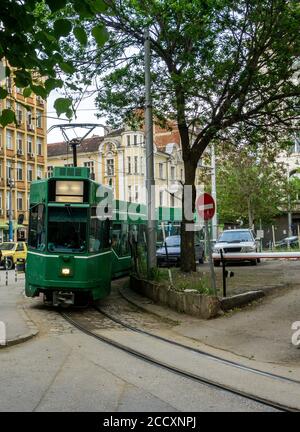 Straßenbahn durch das Stadtzentrum von Sofia, Bulgarien Stockfoto