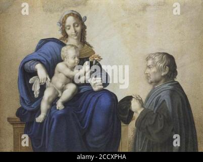 Johann Friedrich Bury - Madonna mit Kind und Stifter. Stockfoto