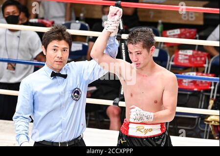 Tokio, Japan. August 2020. Ryo Matsumoto Boxen : 8R Federgewicht Kampf in Korakuen Hall in Tokyo, Japan . Quelle: Hiroaki Yamaguchi/AFLO/Alamy Live News Stockfoto