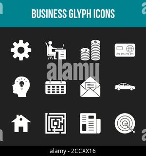 Eindeutiger Symbolsatz für Business Glyph Stock Vektor