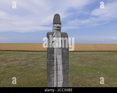 Skulptur eines Hirten, Taritino Steppe, Frumushika Nova, Odessa Region, Ukraine Stockfoto