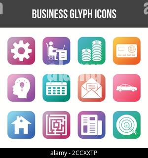 Eindeutiger Symbolsatz für Business Glyph Stock Vektor