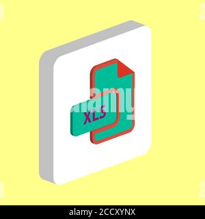 XLS-Dokument einfaches Vektorsymbol. Illustration Symbol Design Vorlage für Web mobile UI-Element. Perfekte Farbe isometrisches Piktogramm auf 3d weißen Quadrat. Stock Vektor