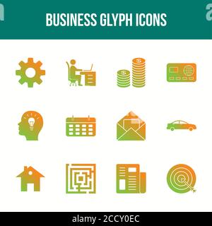 Eindeutiger Symbolsatz für Business Glyph Stock Vektor