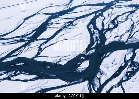 Flussstrukturen, Vatnajoekull Gletscher, Island Stockfoto