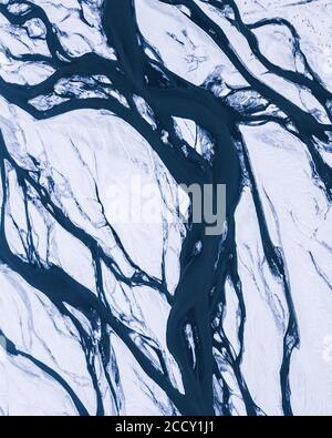 Flussstrukturen, Vatnajoekull Gletscher, Island Stockfoto