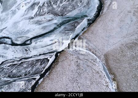 Flussstrukturen, Vatnajoekull Gletscher, Island Stockfoto