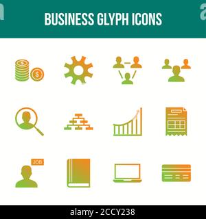 Eindeutiger Symbolsatz für Business Glyph Stock Vektor