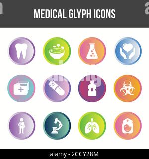 Einzigartiges medizinisches Glyphen-Icon-Set Stock Vektor