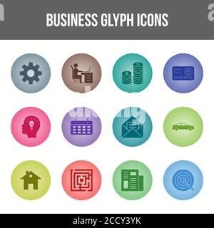 Eindeutiger Symbolsatz für Business Glyph Stock Vektor