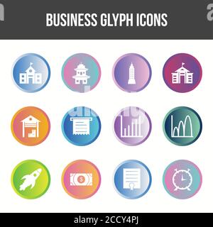 Eindeutiger Symbolsatz für Business Glyph Stock Vektor