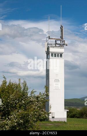Ehemaliger Wachturm der DDR-Grenzsicherung, Point Alpha Memorial, Rasdorf, Hessen, Geisa, Thüringen, Deutschland Stockfoto