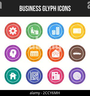 Eindeutiger Symbolsatz für Business Glyph Stock Vektor