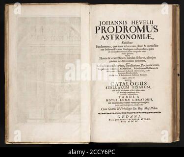 Johannes Hevelius - Prodromus Astronomia - Band I ‘Prodromus Astronomiae‘ - Intestazione I Band. Stockfoto