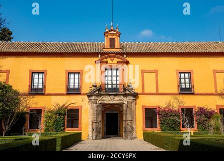 Patio del Crucero, Königspalast, Real Alcazar de Sevilla, Sevilla, Andalusien, Spanien Stockfoto