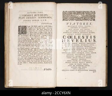 Johannes Hevelius - Prodromus Astronomia - Band III ‘Firmamentum Sobiescianum sive uranographia‘ - Presentazione. Stockfoto