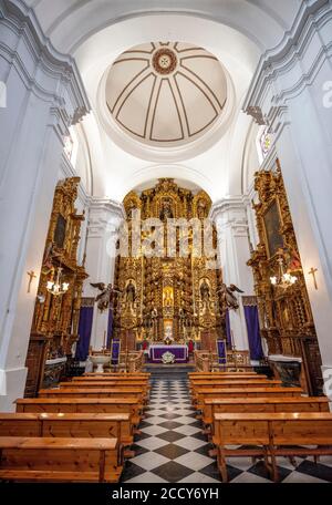 Chor, Innenraum der Kirche Iglesia de San Juan y Todos los Santos, Cordoba, Provinz Cordoba, Andalusien, Spanien Stockfoto