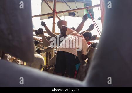 Bildhauer machen Idol der Göttin Durga in kalkutta Stockfoto