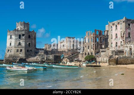 Der alte italienische Hafen mit seinem Leuchtturm, Mogadischu, Somalia Stockfoto