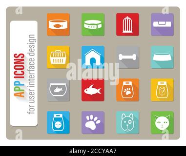 Waren für Haustiere Icon Set Stock Vektor