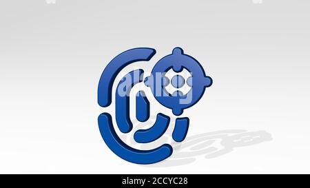 TOUCH ID ZIEL 3D Symbol werfen Schatten, 3D-Illustration Stockfoto