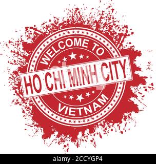 Runde Gummistempel mit Stadtnamen Ho Chi Minh Stadt und Sternen, isoliert auf Weiß Stock Vektor