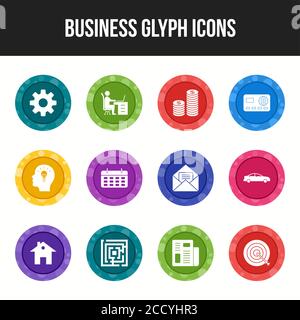 Eindeutiger Symbolsatz für Business Glyph Stock Vektor
