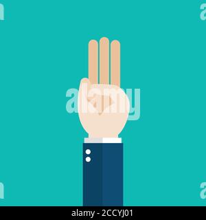 Hand mit drei Fingern grüßen. Anti-Diktatur-Protest-Konzept. vektor-Illustration Stock Vektor