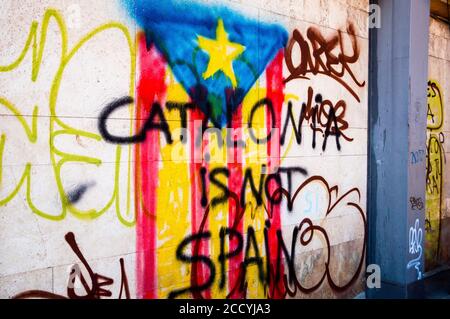 Katalanischer Nationalismus und Unabhängigkeit als autonome Region Spaniens in Figueres. Stockfoto