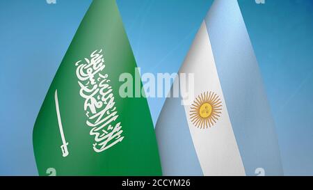 Saudi-Arabien und Argentinien zwei Flaggen Stockfoto