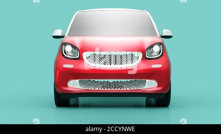 Vorderansicht des Eco Red Concept Car auf blauem Hintergrund Stockfoto